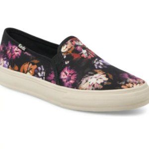 KEDS Double Decker Casual Slip On Sneaker Black Floral Midnight Blooms Size 8